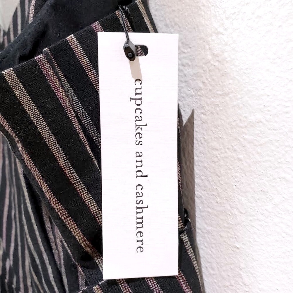 NWT✨Cupcakes & Cashmere Jaiden Pinstriped Spaghetti Strap Corset Jumpsuit Blk 6 - Picture 8 of 11